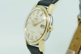 Gentlemen's Omega Constellation Calendar Gold Capped Vintage Wristwatch, circular silver champagne