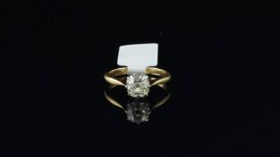 Single stone diamond ring, old cut diamond weighing an estimated 1.00ct, claw set in white metal