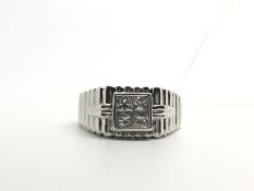 Gentlemen's diamond ring, four princess cut diamonds weighing an estimated total of 0.66ct, set in