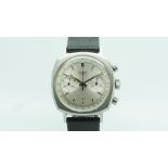 Gents Heuer Pre Camaro Chronograph Wristwatch, circular silver twin register dial with baton hour