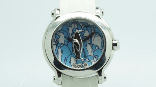 Ladies Chopard Penguin Ltd Edition Wristwatch, circular teon tone dial with repeated peguin graphic,