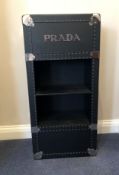 PRADA- A pair of ex display case, black leathette with chrome fitting, flight case style, with two