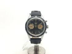 Vintage Heuer Autavia 3646 chronograph, circular black panda twin register dial with baton hour