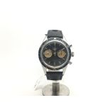 Vintage Heuer Autavia 3646 chronograph, circular black panda twin register dial with baton hour