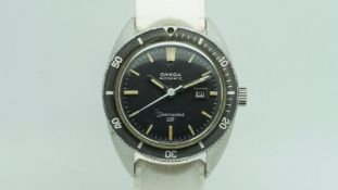 Ladies' Omega Seamaster 120 Ref. 566.007 Vintage Wristwatch, circular black centre seconds dial with