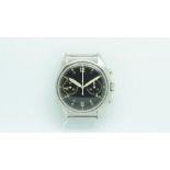 Gents Hamilton 'Crows Foot' Military Chronograph Wristwatch, circular black twin register dial