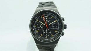 Gents Porsche Design Chronograph Vintage Wristwatch, circular drop down triple register date with