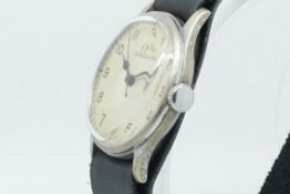 Rare Gentlemen's Omega Military Pilots HS8 Vintage Wristwatch, circular patina dial with Arabic