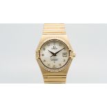 Mid Size Omega Constellation Diamond Bezel 18ct Rose Gold Wristwatch, circular Omega printed dial