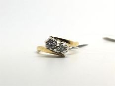 Two stone diamond ring, one old cut diamond and one round brilliant cut diamond, mounted in 18ct