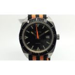 Gents Seratel Vintage Divers Wristwatch, ciruclar black dial with luminoushour markers and a date