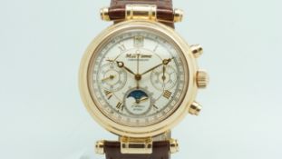 Gentlemen's Mar Time14ct Rose Gold Moonphase Chronograph Wristwatch, circular white dial with
