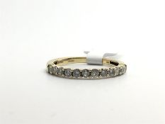 Diamond half eternity ring set in 9ct yellow gold, ring size P1/2