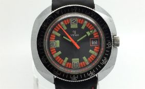 Gents Yema Vintage Divers Wristwatch, circular multi colour dial with luminous hour markers and a