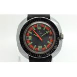 Gents Yema Vintage Divers Wristwatch, circular multi colour dial with luminous hour markers and a