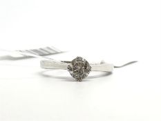 Single stone diamond ring, round brilliant cut diamond set in 18ct white gold, ring size L