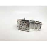 Gentlemen's Cartier Francaise DateÂ Wristwatch Ref. 2302, square two tone white dial with roman