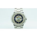 Gents Omega Dynamic DayDate Vintage Wristwatch, oval silver center second dial with day and date