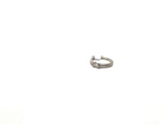 Single stone diamond ring, emerald cut diamond set in 18ct white gold, ring size H