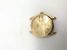 Rare Gentlemen's Rolex 18ct Gold Oyster Date Wristwatch Ref. 1500, circular gold dial with multi