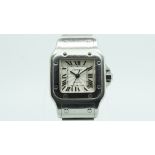 Ladies' Cartier Santos Wristwatch, square two tone dial with Roman numerals and inner minute