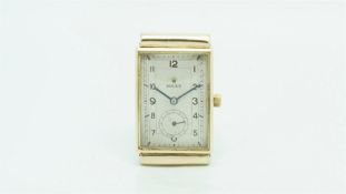 Gents Rolex 9ct Gold Ref. 2944 Vintage Wristwatch, rectangular off white aged dial with arabic