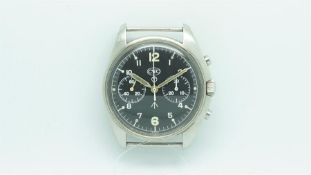 Gents CWC 'Crows Foot' Military Chronograph Wristwatch, circular twin register black dial with