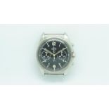 Gents CWC 'Crows Foot' Military Chronograph Wristwatch, circular twin register black dial with