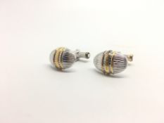 MONTBLANC- A pair of silver cufflinks with gilt detail, signed