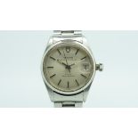 Gentlemen's Tudor Prince Oyster Date Wristwatch, circular silver dial with multi faceted hour