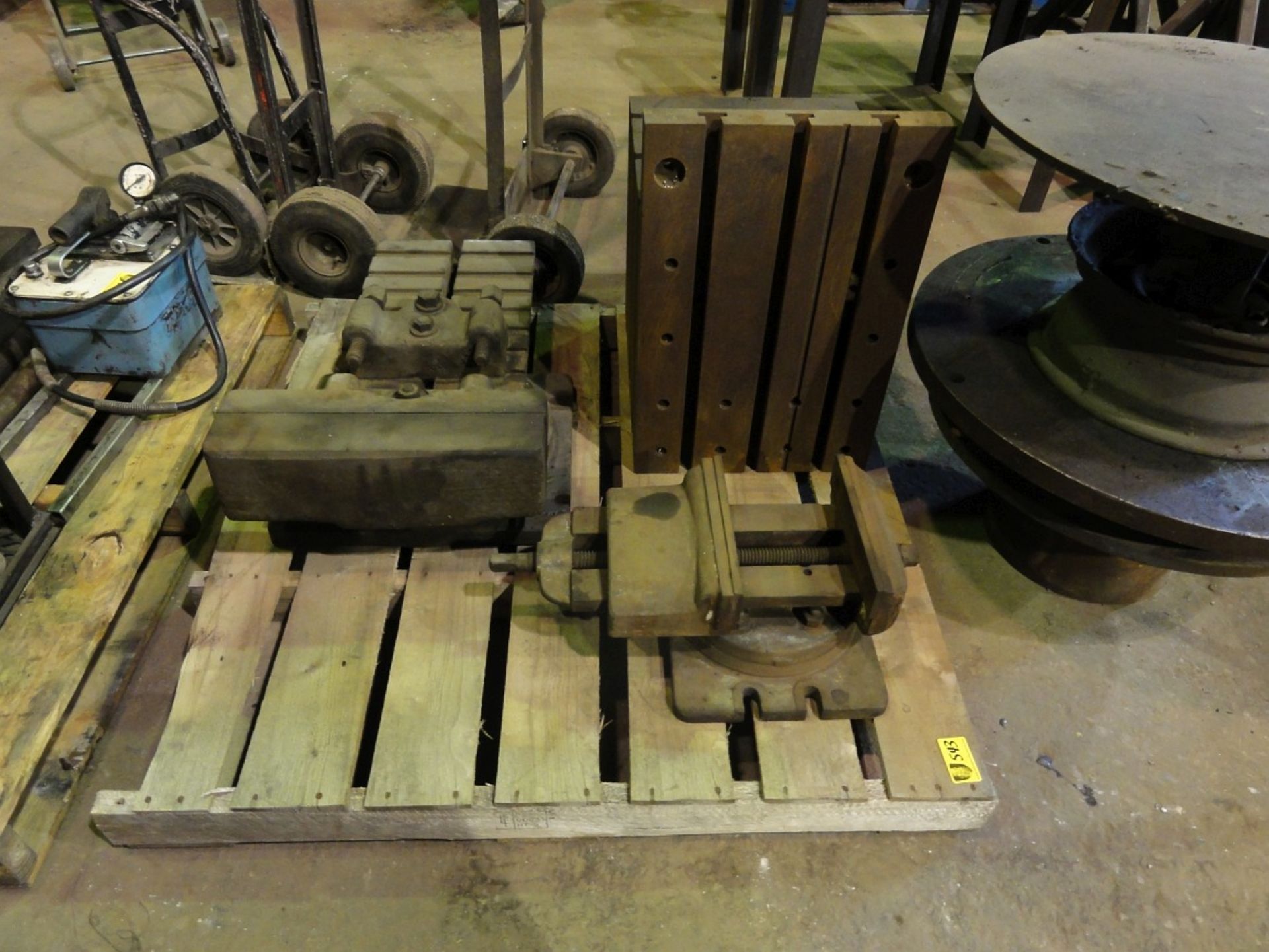 Pallet Lot of Shaper Vises & T-Slot Tables