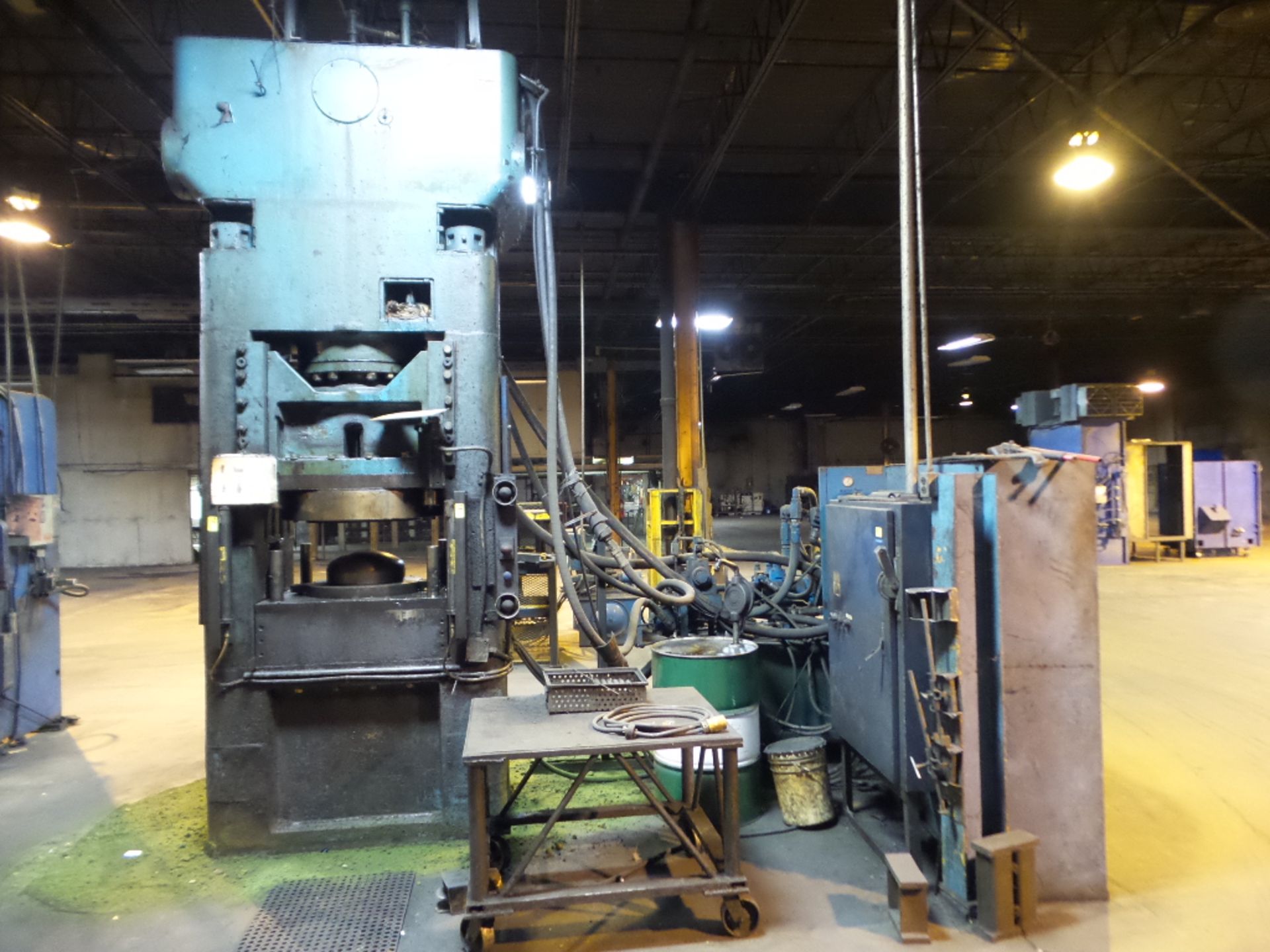 French 300 Ton Hydraulic Forming Press, 32" x 34" Bed with 50 HP Hydraulic Unit and Control, S/N