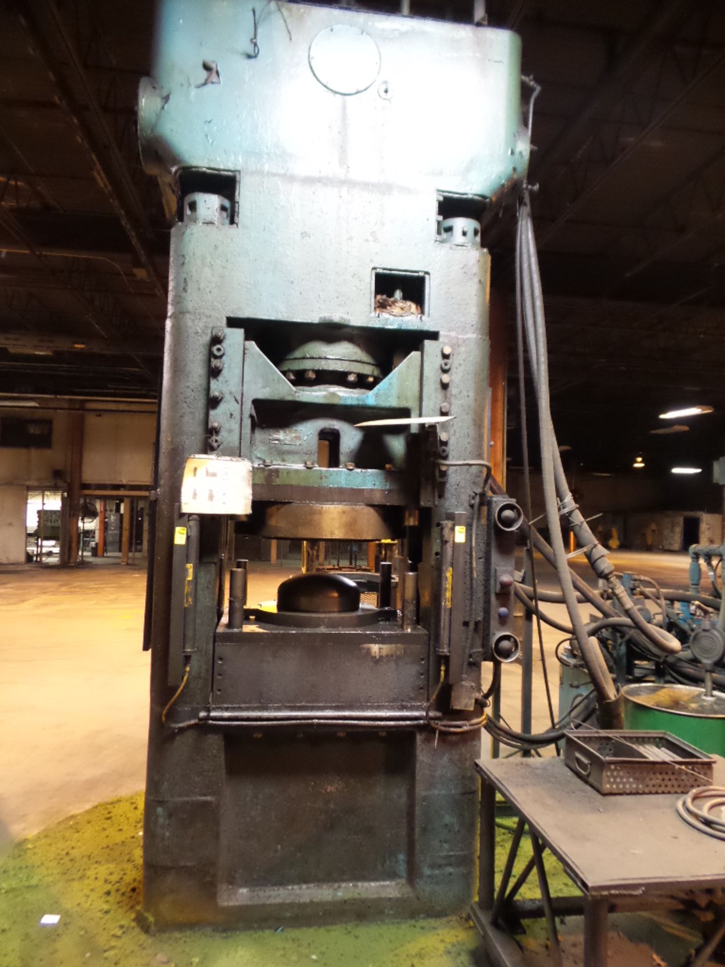 French 300 Ton Hydraulic Forming Press, 32" x 34" Bed with 50 HP Hydraulic Unit and Control, S/N - Image 3 of 3