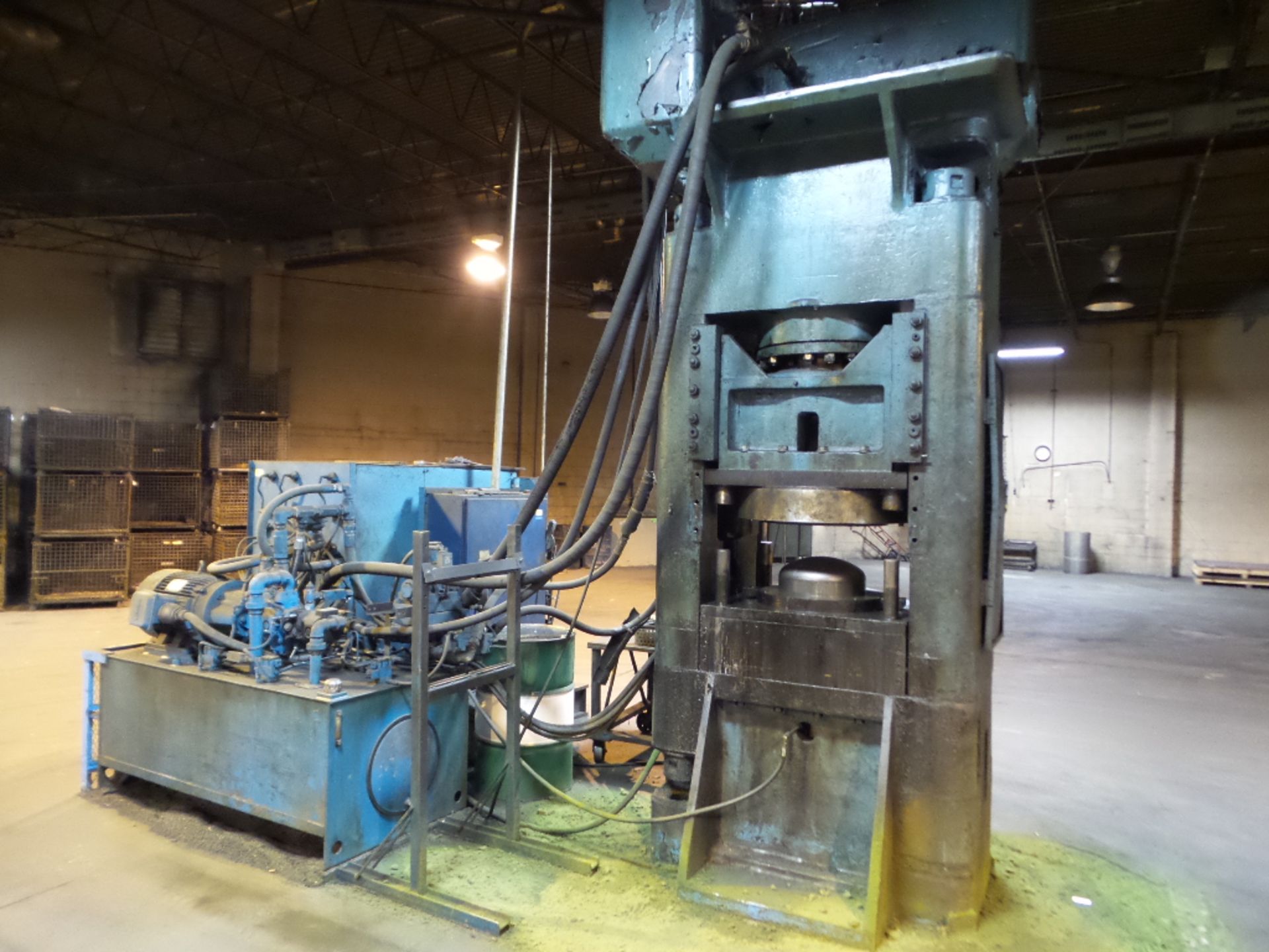 French 300 Ton Hydraulic Forming Press, 32" x 34" Bed with 50 HP Hydraulic Unit and Control, S/N - Image 2 of 3