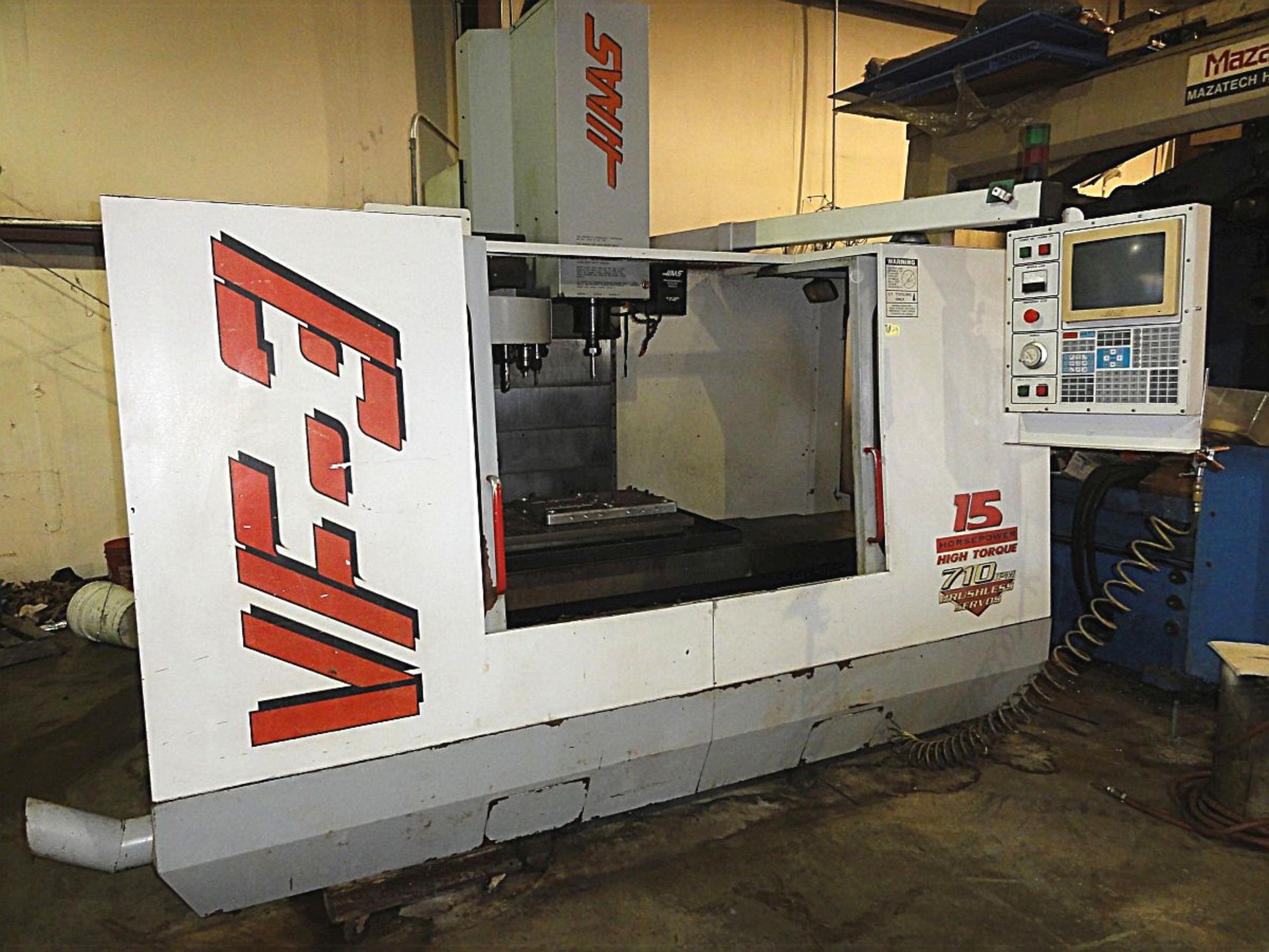 Haas VF3 Vertical CNC Mill, X= 40", Y= 20", Z= 25", 15 HP High Torque, 7,500 RPM, Cat 40 Taper