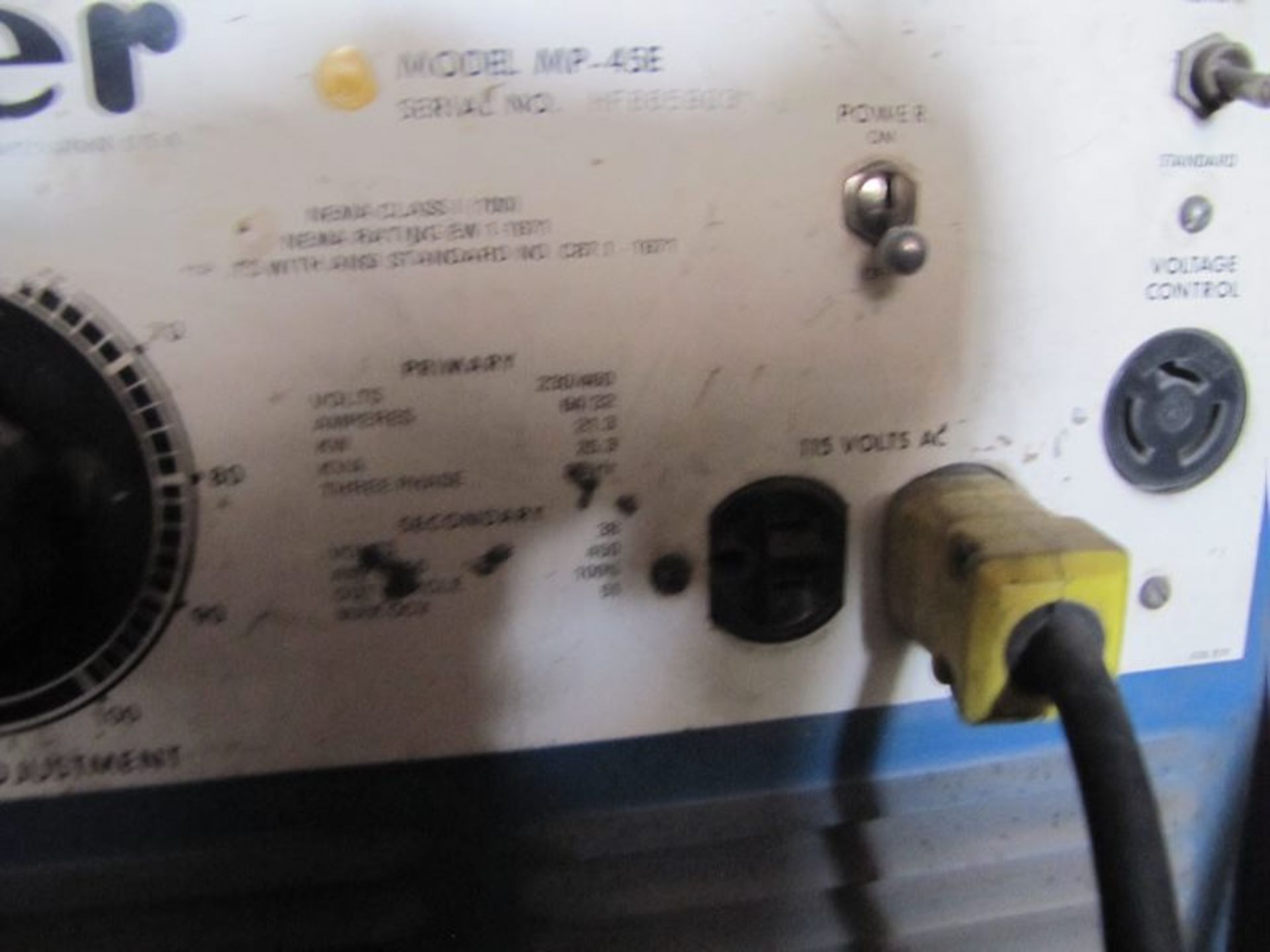 Miller Model MP-45E Constant DC Welding Power Source, S/N: HF865903, Primary: 230/460, Amps: 64/ - Image 2 of 3