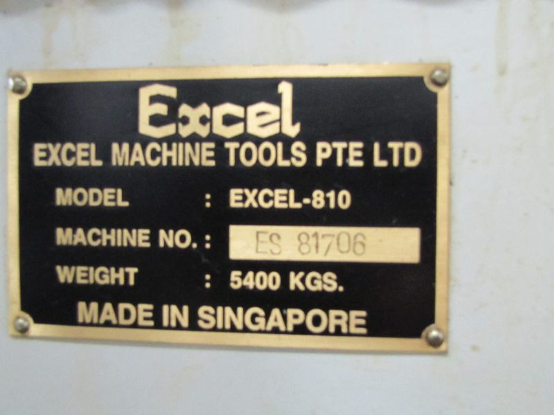 Excel Model 810 Vertical Machining Center with Fanuc Series O-M Control, S/N: ES 81706 Travels: - Image 5 of 6