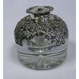 A Victorian Silver-Mounted Clear Glass Ink Well Bottle, William Comyns & Sons, London, 1899 the