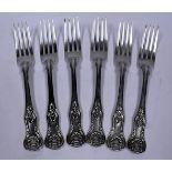 A Set Of Six Victorian Silver Table Forks, Kings Pattern, Chawner & Co, London, 1864 612g in total