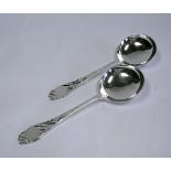 A Pair Of Edwardian Silver Serving Spoons, George Edward & Sons, Sheffield, 1912 each pierced