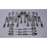 An Assembled Set Of Irish Silver Cutlery, Various Makers And Dates, Dublin, 1791-1838 comprising: 8