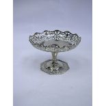 A George V Silver Pedestal Dish, Indecipherable Makers Mark, London, 1911 the pierced circular body