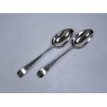 A Pair Of Irish Silver Tablespoons, Dublin, 1794 each handle with engine-turned decoration, swags