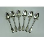 A Set Of Six Cape Silver Teaspoons, William Moore, 19th Century each engraved with initials 122g in