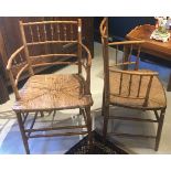 A Near Pair of Faux Bamboo Armchairs, Early 20th Century,