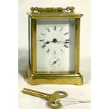 An English Brass Carriage Clock, Late 19th Century,