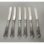 A Set of Six Edwardian Silver-Handled Fruit Knives, John Sanderson, Sheffield, 1906,