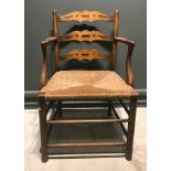 A French Oak Pierced-Back Armchair, Early 20th Century,
