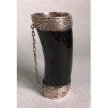 A Continental Horn and Silver-Mounted Cup, .800 Standard,