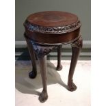 A Chinese Carved Ebonised Hardwood Low Lamp Table, Mid 20th Century,